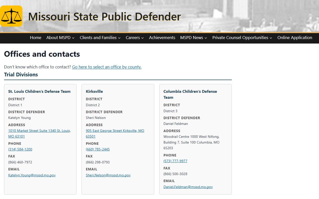 Knox County arrest records and court charges Missouri State Public Defender offices and contacts