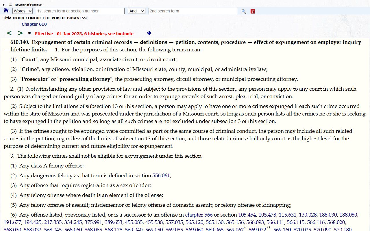 Knox County criminal court records Missouri expungement statute