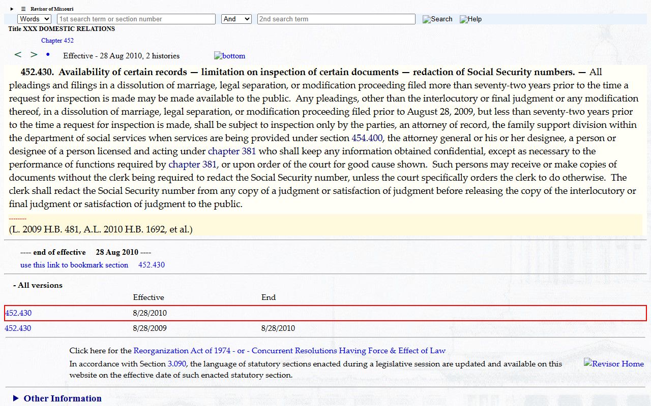 Knox County divorce records confidentiality statute