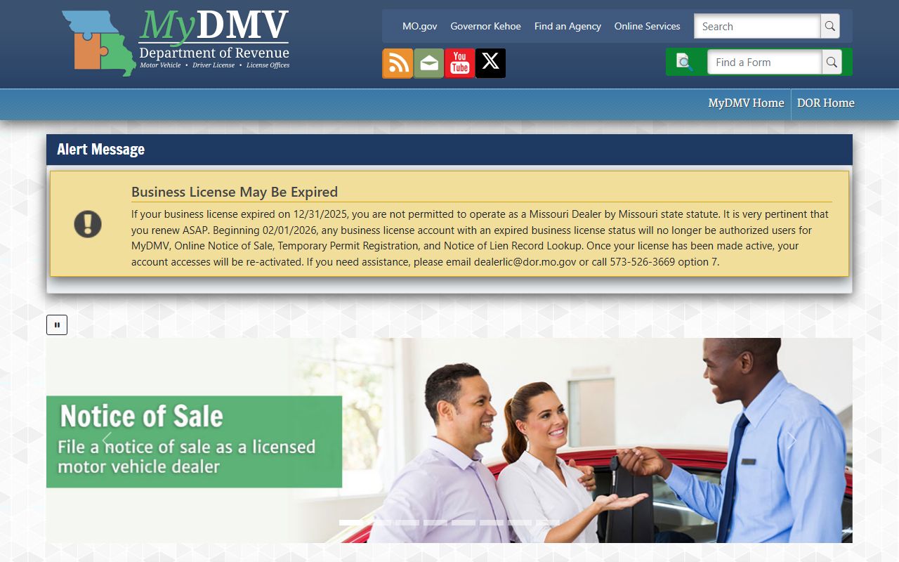 Knox County traffic court records Missouri MyDMV online services